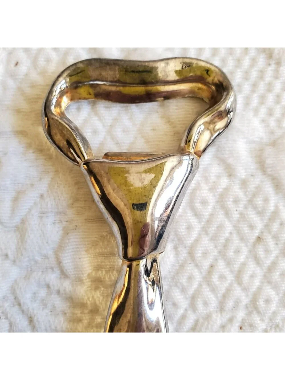 Vtg Italy Bottle Cap Opener Silver Plated Men's Tie Figural 6.5